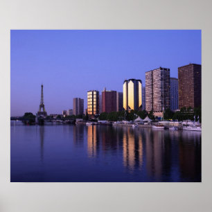 Front du Seine and Eiffel Tower, Parijs, Frankrijk Poster