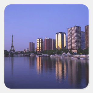 Front du Seine en Eiffeltoren, Parijs, Frankrijk Vierkante Sticker