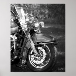 Front-end zwart-wit motorfiets 16x20 poster