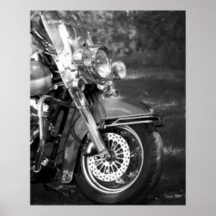 Front-end zwart-wit motorfiets 16x20 poster