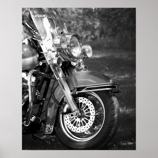 Front-end zwart-wit motorfiets 16x20 poster (Voorkant)