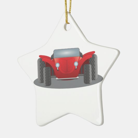 Front-Facing Red en Black Dune Buggy Keramisch Ornament (Links)