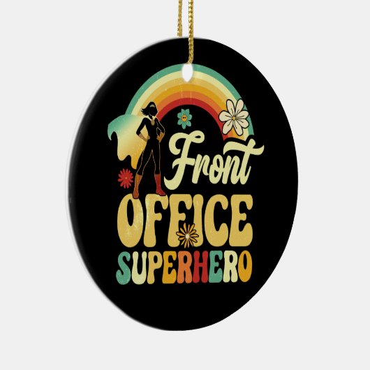 Front Kantoor Superhero Secretaris Administratief  Keramisch Ornament (Rechts)