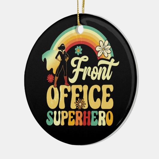 Front Kantoor Superhero Secretaris Administratief Keramisch Ornament (Links)