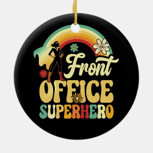 Front Kantoor Superhero Secretaris Administratief  Keramisch Ornament (Achterkant)