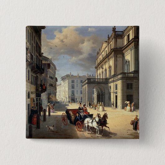 Front of La Scala Theater, 1852 Vierkante Button 5,1 Cm (Voorkant)