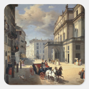 Front of La Scala Theater, 1852 Vierkante Sticker