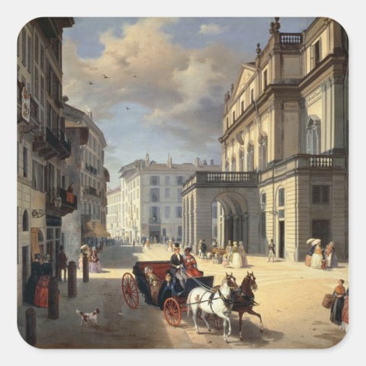 Front of La Scala Theater, 1852 Vierkante Sticker (Voorkant)