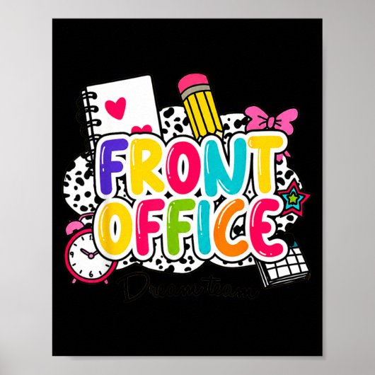 Front Office Droomteam Roze Strik Schoolpersoneel Poster (Voorkant)