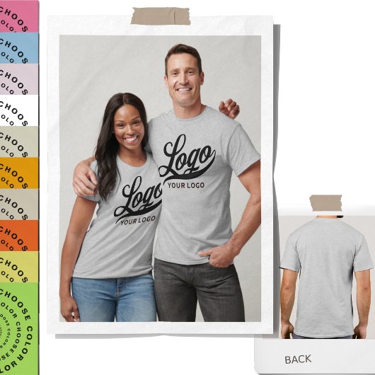 Front print Business logo Company Mannen Dames Gri T-shirt