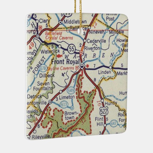 Front Royal VA  Map Keramisch Ornament (Rechts)