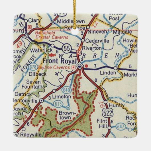 Front Royal VA  Map Keramisch Ornament (Achterkant)