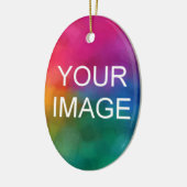 Front Side Print Upload uw foto-Logo naar Circle Keramisch Ornament (Links)