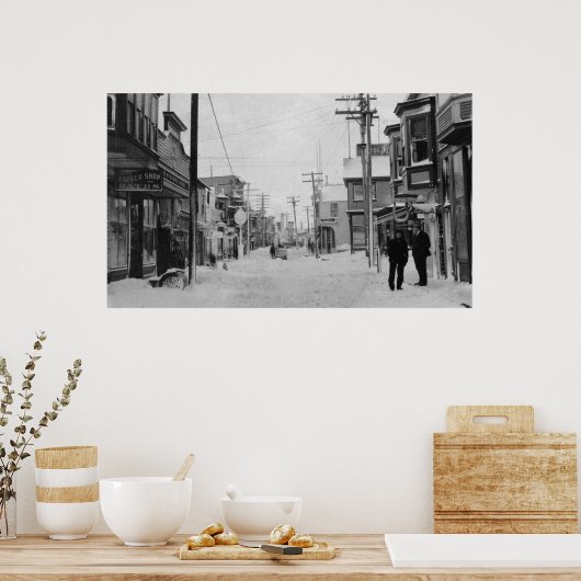 Front Street in Nome, Alaska bedekt met sneeuw Poster (Keuken)