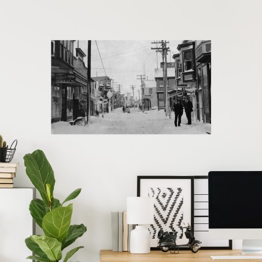 Front Street in Nome, Alaska bedekt met sneeuw Poster (Thuiskantoor)