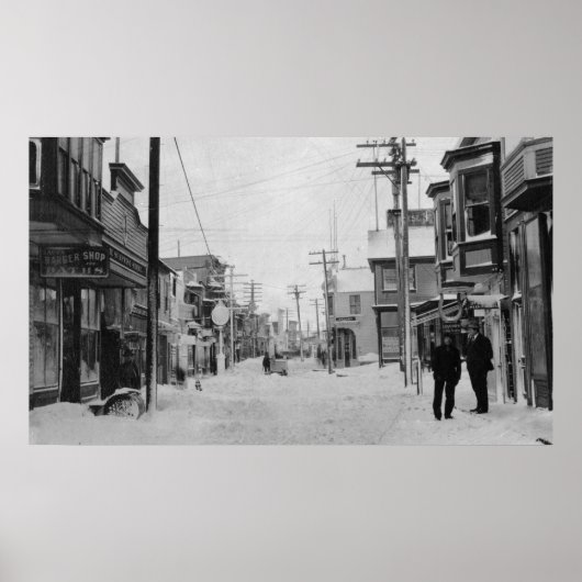 Front Street in Nome, Alaska bedekt met sneeuw Poster (Voorkant)