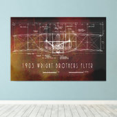 Front Uitzicht blauwdruk eerste bemande vlucht Vli Canvas Afdruk (Insitu (Houten vloer))