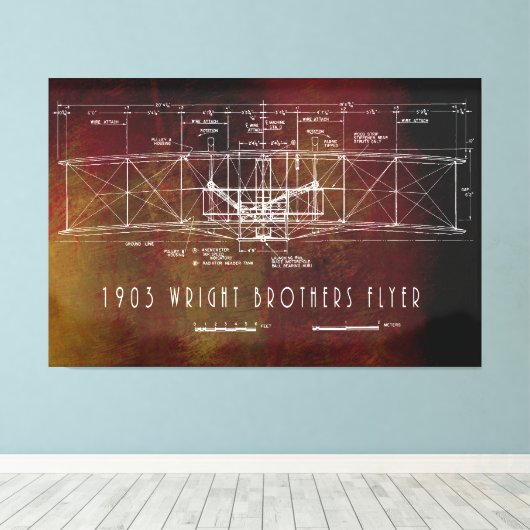 Front Uitzicht blauwdruk eerste bemande vlucht Vli Canvas Afdruk (Insitu (Houten vloer))