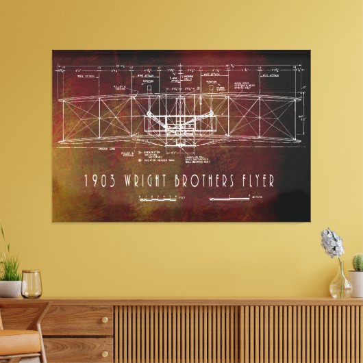 Front Uitzicht blauwdruk eerste bemande vlucht Vli Canvas Afdruk (Insitu (Woonkamer))