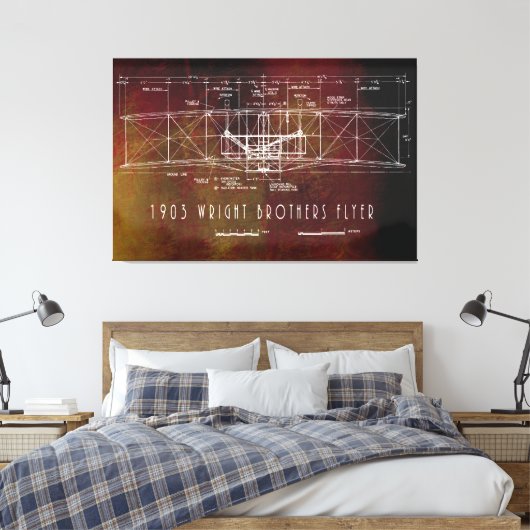 Front Uitzicht blauwdruk eerste bemande vlucht Vli Canvas Afdruk (Insitu (Slaapkamer))