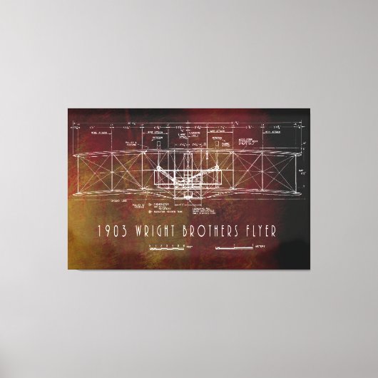 Front Uitzicht blauwdruk eerste bemande vlucht Vli Canvas Afdruk (Voorkant)