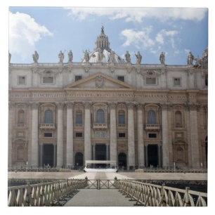 Front uitzicht van St. Peter's Basilica, Vaticaan. Tegeltje