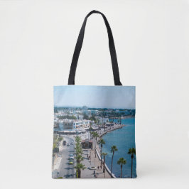 front van het Zee van Paphos Tote Bag