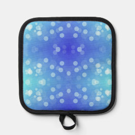 Front view features a pot holder with a blue  pannenlap