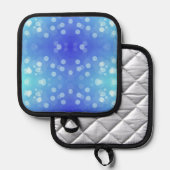 Front view features a pot holder with a blue pannenlap (Voorkant / Achterkant)