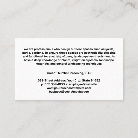 Front Yard Garden | Landscaping Flowers Visitekaartje (Achterkant)