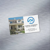 Front Yard Home | Modern Blue Real Estate Logo Magnetisch Visitekaartje (Voorbeeld)