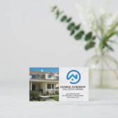 Front Yard Home | Modern Blue Real Estate Logo Visitekaartje (Staand voorkant)