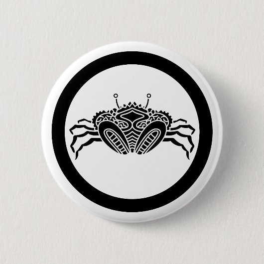 Frontaal zee krab in cirkel ronde button 5,7 cm (Voorkant)