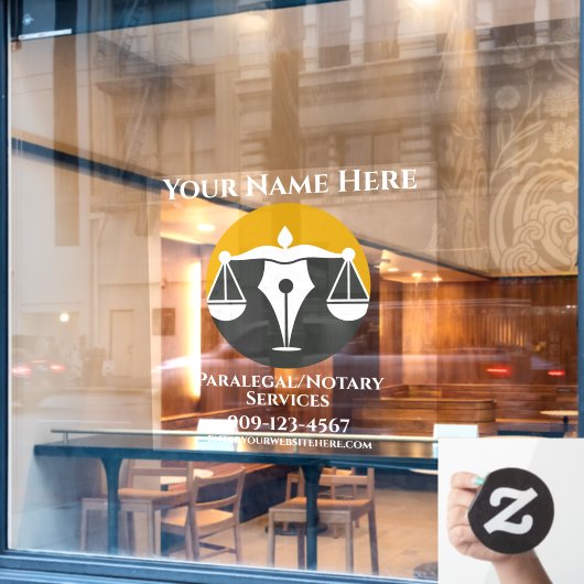 Frontaanpassing voor paralegal notariskantoor raamsticker (Cafe Raam)