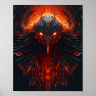 Frontale portret van een Fantasy Aliens Bird met l Poster