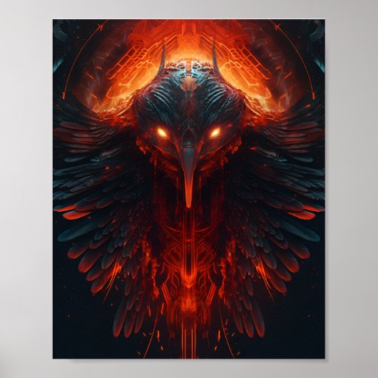 Frontale portret van een Fantasy Aliens Bird met l Poster (Voorkant)