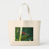 Frontale rode en zwarte dragonfly grote tote bag (Voorkant)