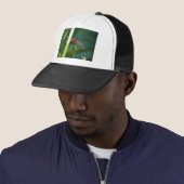 Frontale rode en zwarte dragonfly trucker pet (In situ)