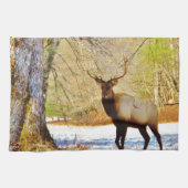 > frontale stier in sneeuw theedoek (Horizontaal)