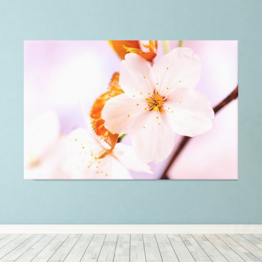 Frontale weergave van kersenbloesem in het lentese canvas afdruk (Insitu (Houten vloer))