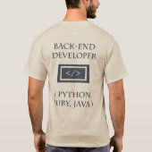 Frontend en Backend ontwikkelaar T-Shirt (Achterkant)