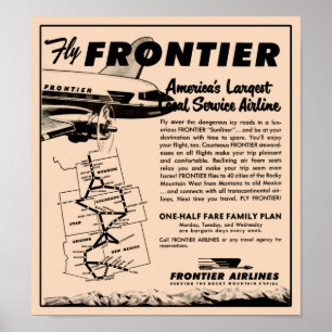 Frontier Airlines en grensinspectiepost 1953 Poster