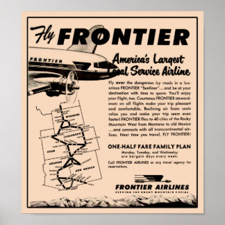 Frontier Airlines en grensinspectiepost 1953 Poster