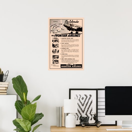 Frontier Airlines en repressie 1950 Poster (Thuiskantoor)
