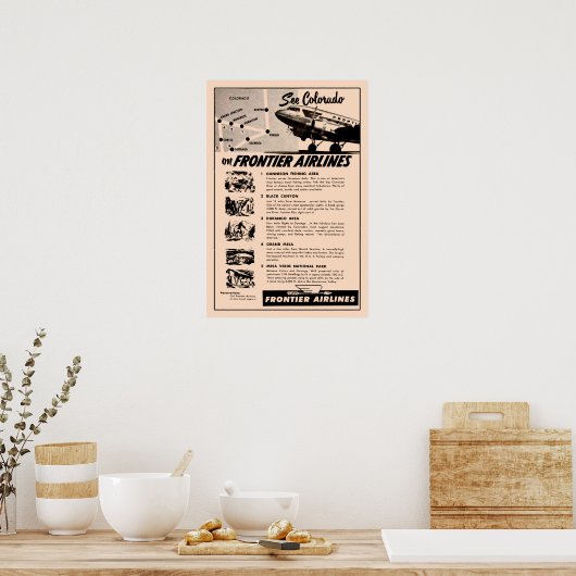 Frontier Airlines en repressie 1950 Poster (Keuken)