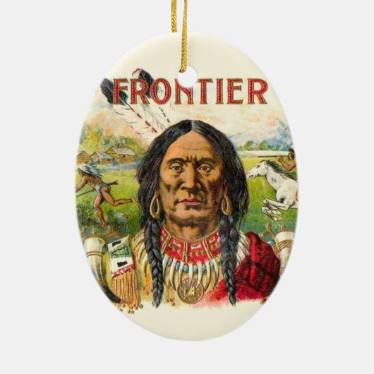 Frontier Cigar Adverteren Keramisch Ornament (Achterkant)