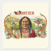 Frontier Cigar Adverteren Vierkante Sticker (Voorkant)
