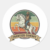 Frontier Cowboy Spirit Ronde Sticker (Voorkant)