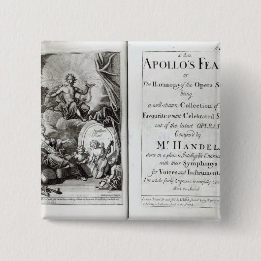 Frontispiece for Apollo's Feast, c.1734 Vierkante Button 5,1 Cm (Voorkant)