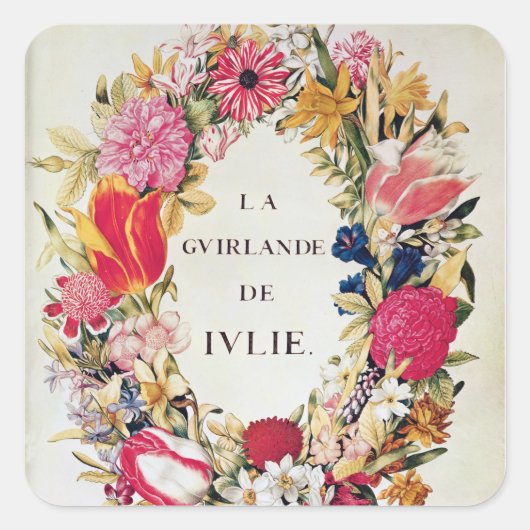 Frontispiece of La Guirlande Julie, c.1642 Vierkante Sticker (Voorkant)